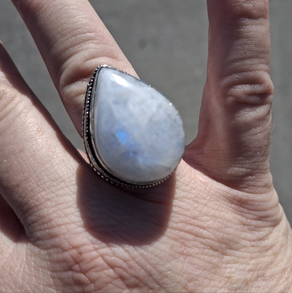 New Rainbow Moonstone 925 Silver Ring. - Picture 4 of 12
